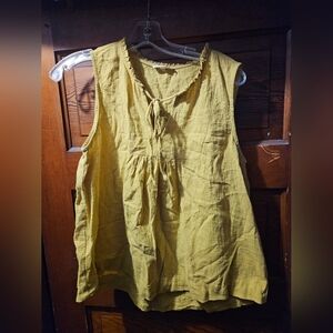 Mystree Mustard Sleeveless Boho Blouse